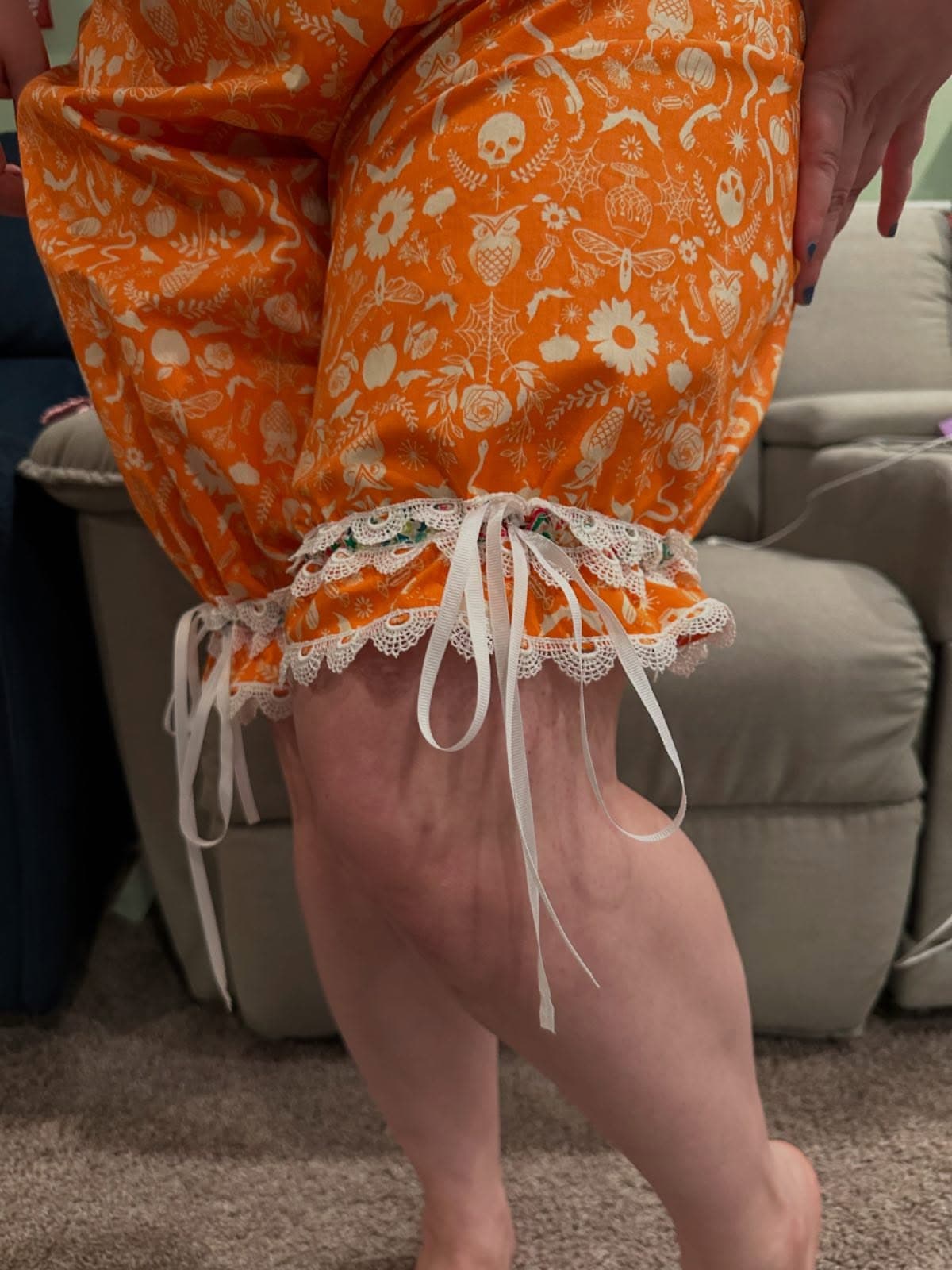 <p>“I just completed a mock up of some bloomers. I love all my fabric, so I try to make sure the mock up is still usable. This will be loungewear because the fit is not the best but now that I have done the mock up, when I go to make some plain ones for under costumes, I’ll have something comfortable and fully functional” says Janet, our founding president. Bloomers are a fantastic piece to add to your costumes!</p>